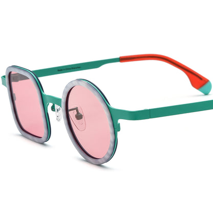 Asymmetric Acetate Titanium Polarised Sunglasses Designer - Cyan - MCROONS