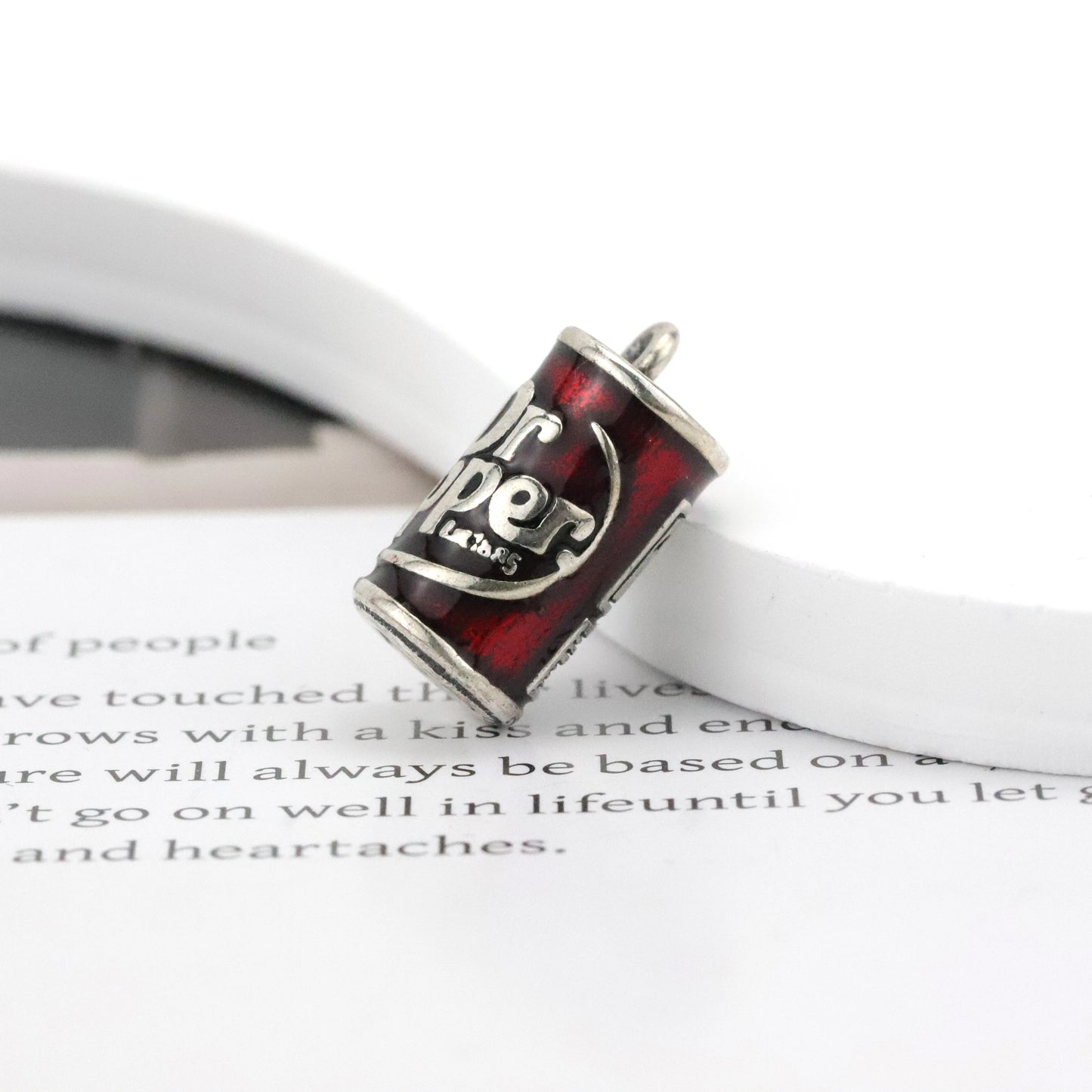 Enamel "Dr Pepper" Charm 925 Sterling Silver DIY Cute Food Series Fashion Charm for Women and Children Jewelry Making