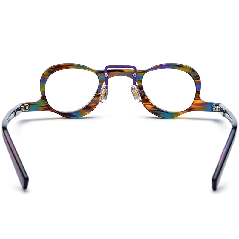 Vintage Round Acetate Optical Glasses Frame - MCROONS - back view