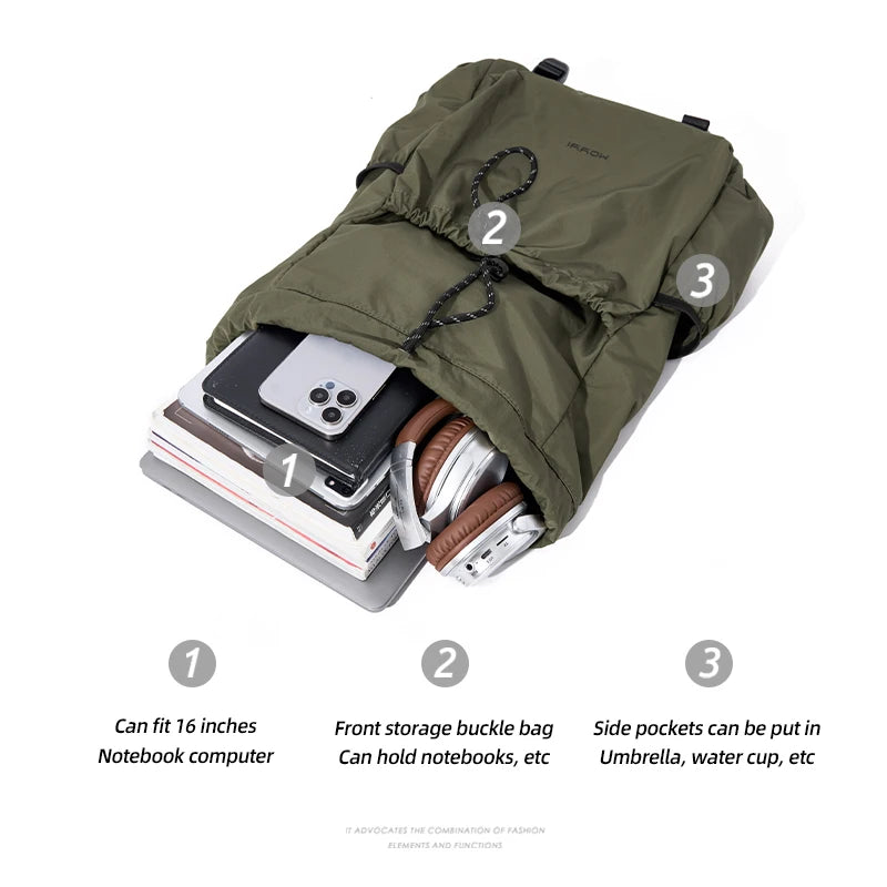 MOYYI Large Capacity Oxford Travel Casual Backpacks for Man Oxford 16 Inch Laptop Backpack Waterproof Drawstring School Bag