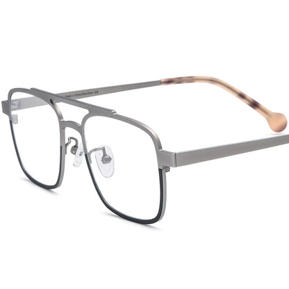 Titanium Aviator Optical Glasses Frame Retro Pilot - MCROONS - Matte Silver