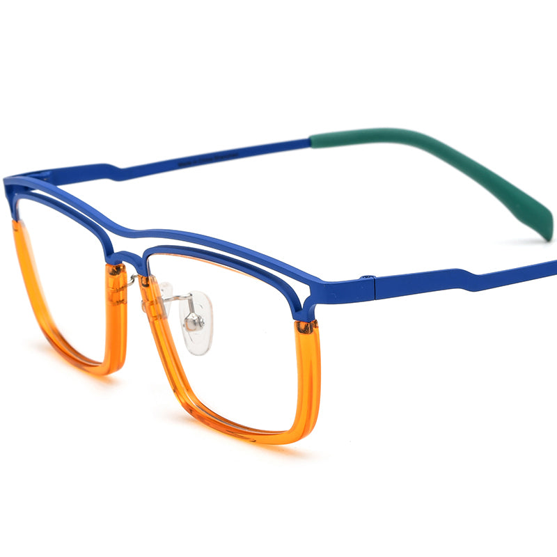 Vintage Square Acetate Titanium Optical Glasses Frame - Blue - MCROONS