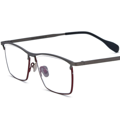 Titanium Square Optical Glasses Frame Colourful Retro - Matte Gray Brown - MCROONS