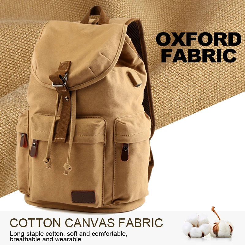 MOYYI Anti-Theft Canvas Bag for Men Outdoor Knapsack Hiking Laptop Backpack