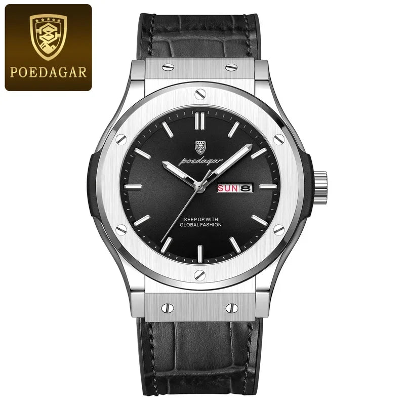 Poedagar 952 Men's Luxury Quartz Watch – Silicone Strap, Waterproof, Luminous, Date