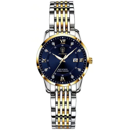 Poedagar 268 Women's Luxury Quartz Watch – Stainless Steel Band, Waterproof, Luminous, Date