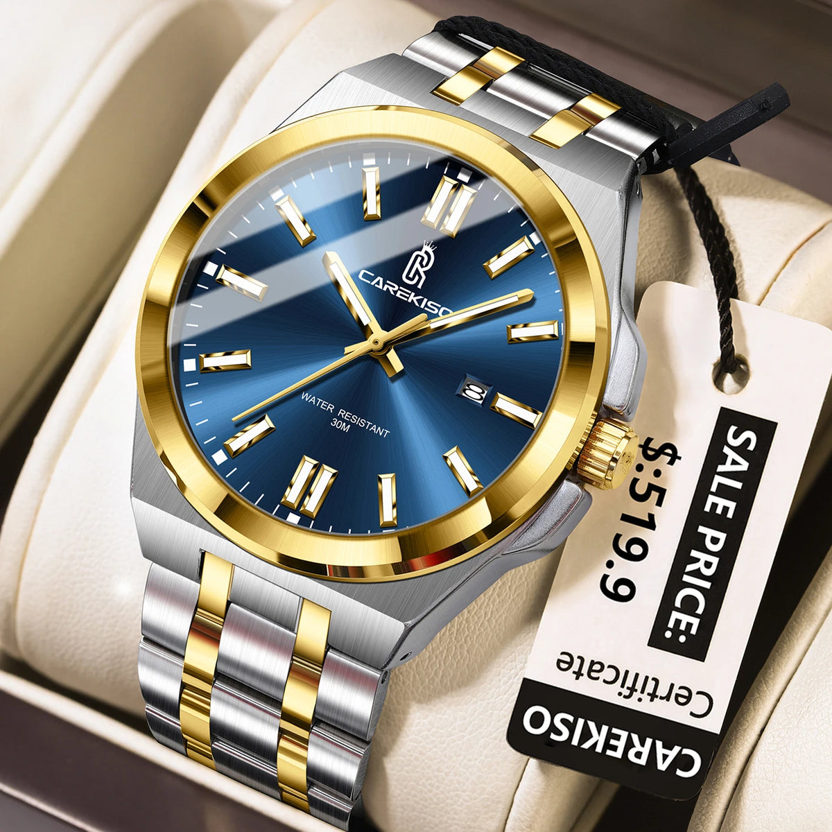 Poedagar C106 Men's Luxury Quartz Watch – Stainless Steel Band, Waterproof, Luminous, Date