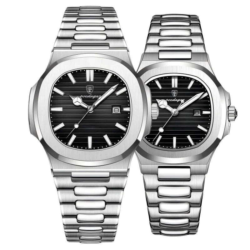 Poedagar Women's Luxury Quartz Watch – Stainless Steel Band, Waterproof, Luminous, Date