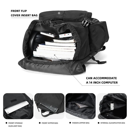 MOYYI Large Capacity 14 Inch Laptop Backpack for Men Outdoor Reflective Webbing School Bags Travel Backpack with Trolley Sleeve