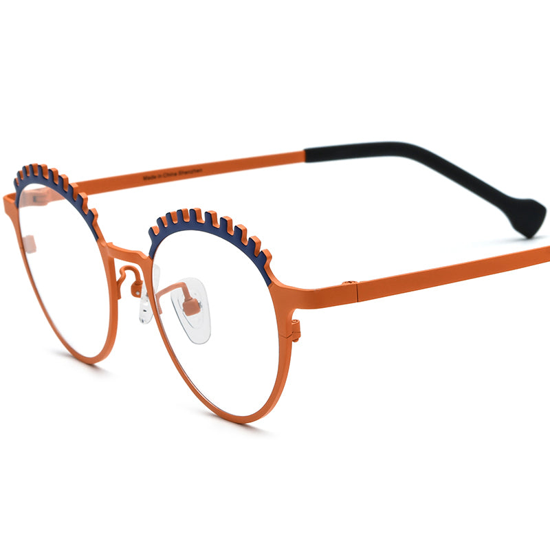 Colourful Titanium Cat Eye Optical Glasses Frame - Blue Orange - MCROONS