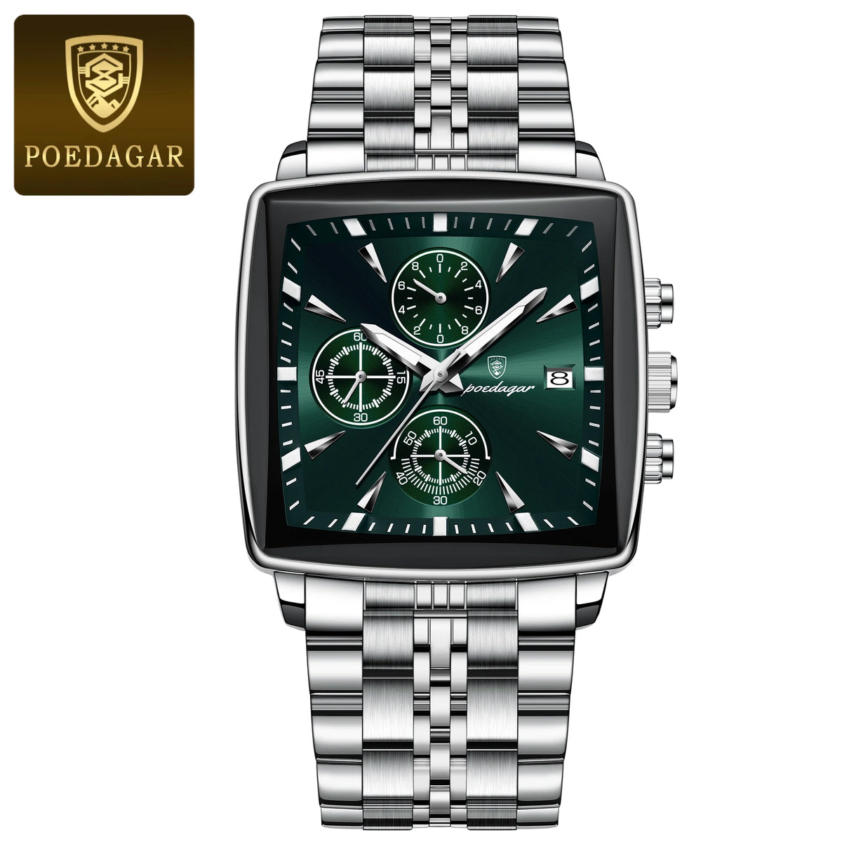 Poedagar 866 Men's Luxury Chronograph Quartz Watch – Stainless Steel Band, Waterproof, Luminous