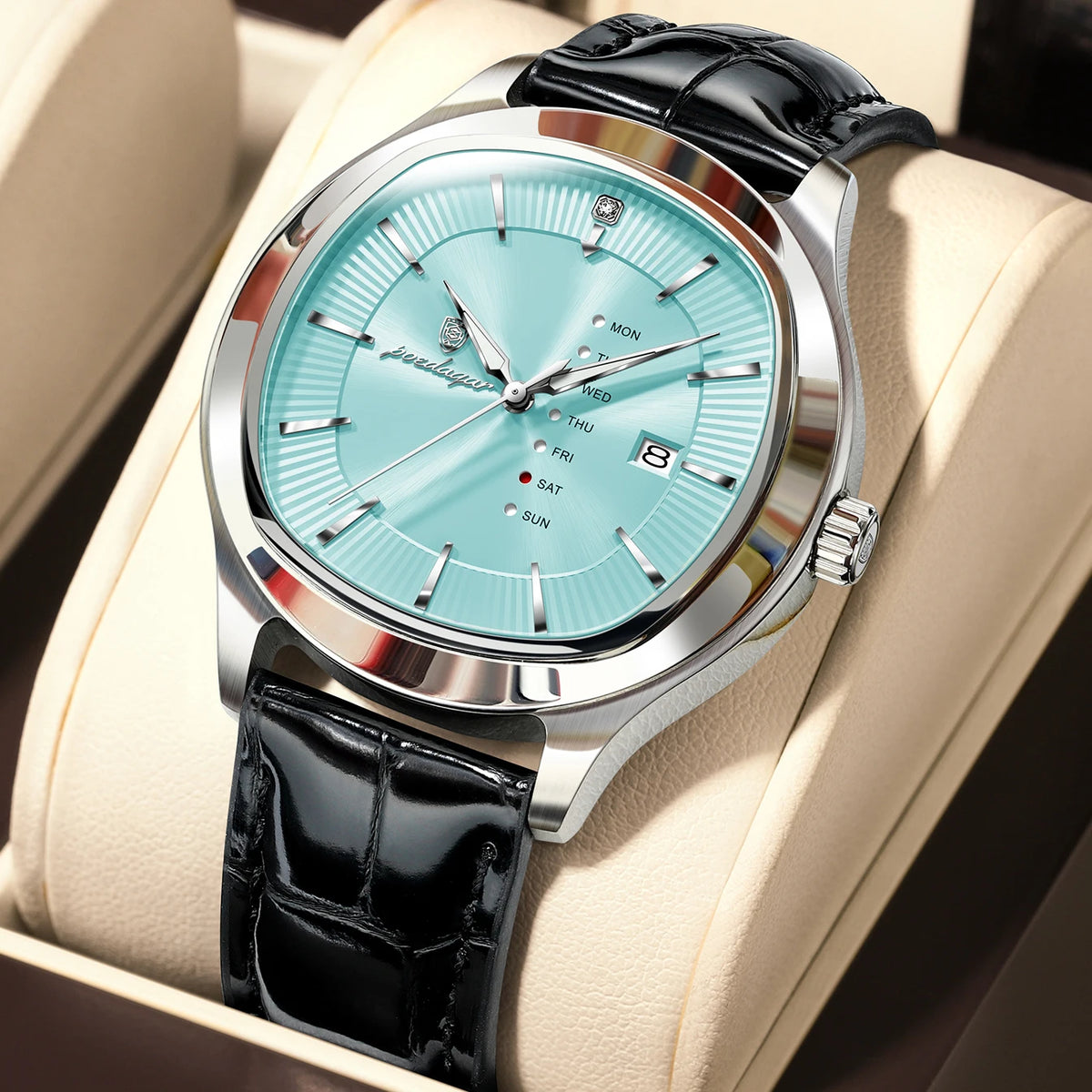Poedagar 623 Men's Luxury Quartz Watch – Leather Strap, Waterproof, Luminous, Date