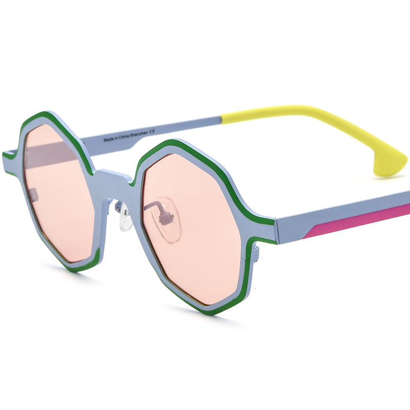 Colourful Titanium Polygon Polarised Sunglasses Vintage - Light Purple - MCROONS