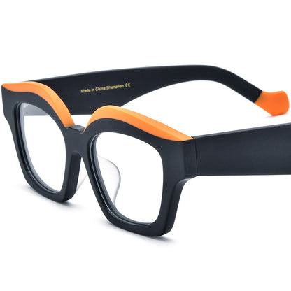 Big Size Cat Eye Acetate Optical Glasses Frame - MCROONS - Black