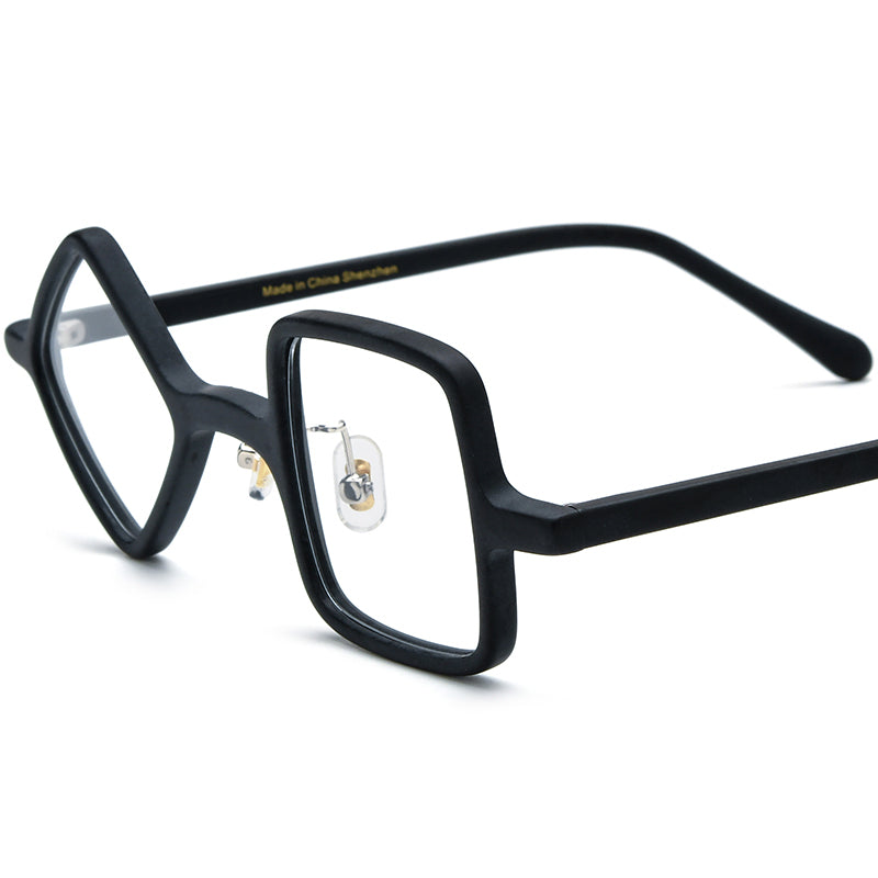 Matte Acetate Geometric Optical Glasses Frame Vintage - Matte Black - MCROONS