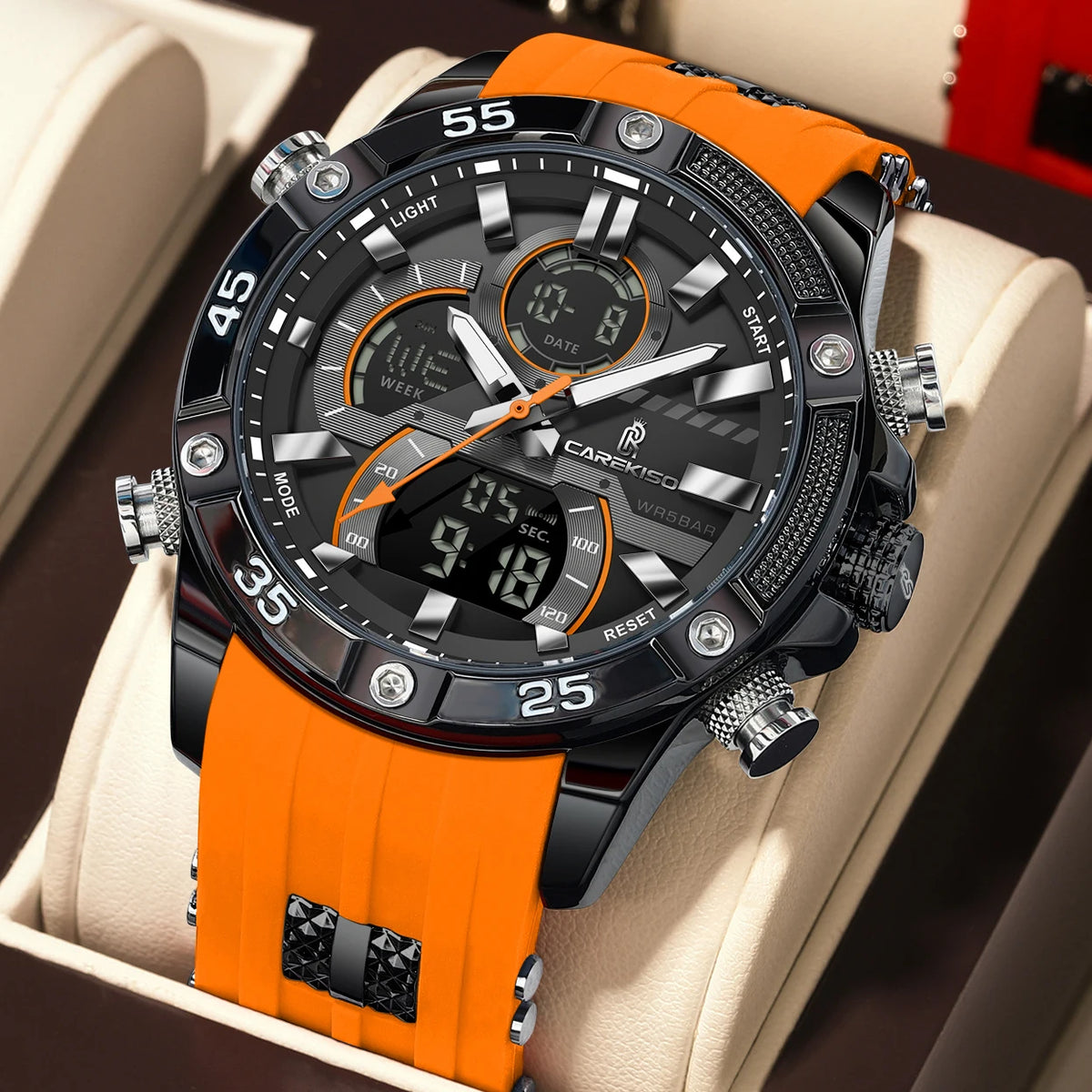 Poedagar C105 Men's Luxury Chronograph Quartz Watch – Silicone Strap, Waterproof, Luminous, Date