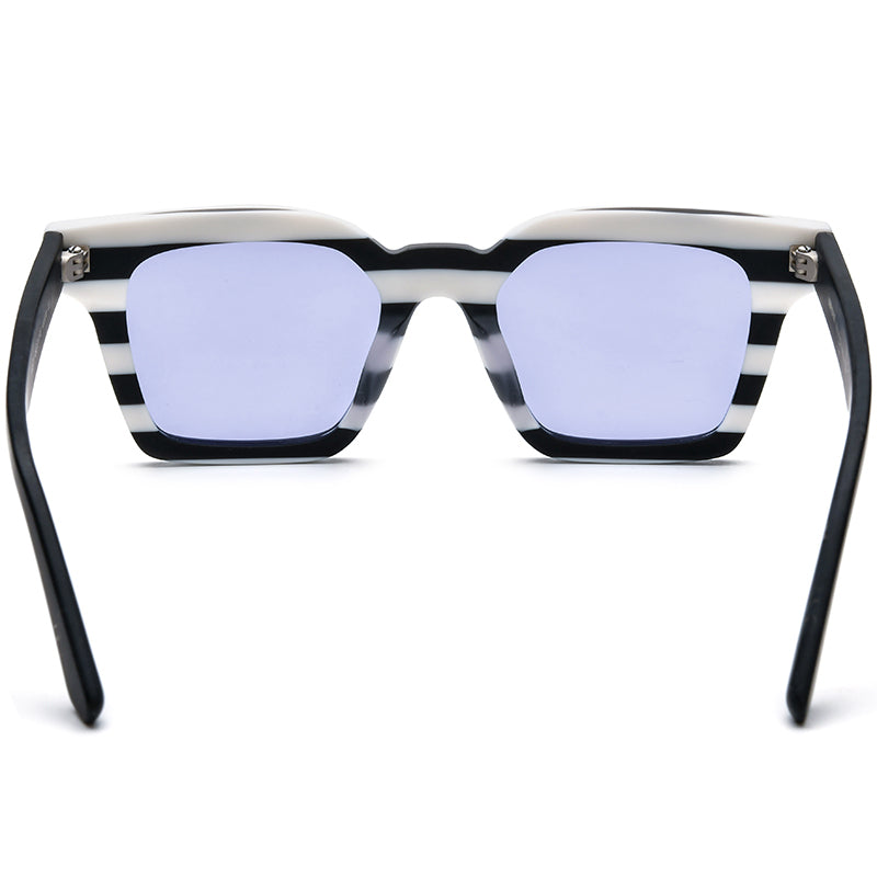 Retro Colour-Block Acetate Square Polarized Sunglasses - MCROONS - back view