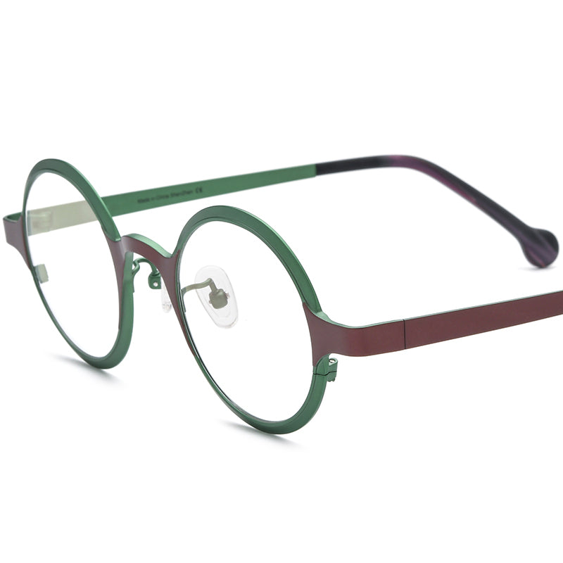Colourful Titanium Round Optical Frame - MCROONS - Matte Brown