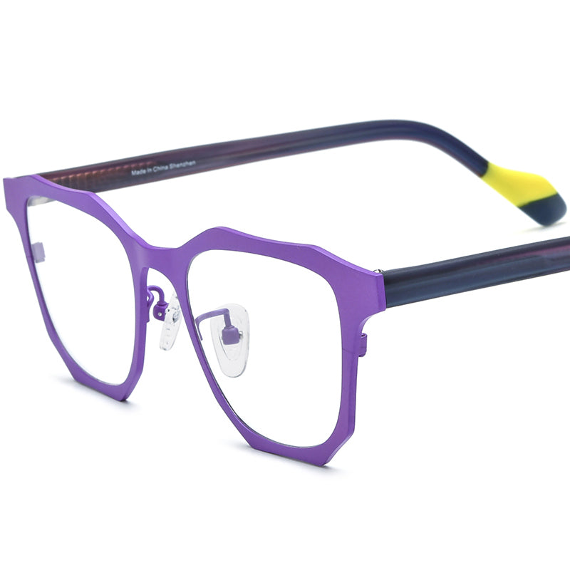 Acetate Titanium Square Optical Glasses Frame Vintage Design - MCROONS - Purple