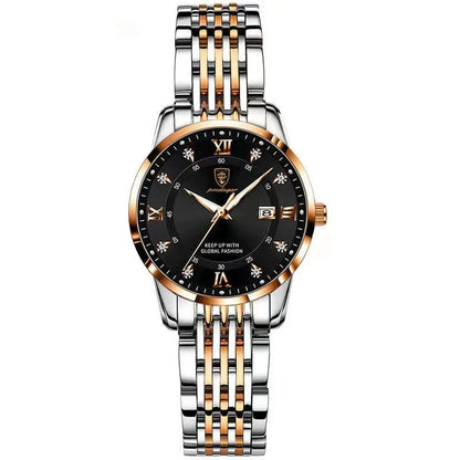 Poedagar 268 Women's Luxury Quartz Watch – Stainless Steel Band, Waterproof, Luminous, Date