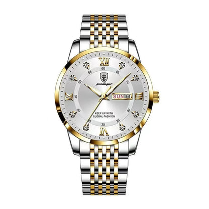Poedagar 836 Men's Luxury Quartz Watch – Stainless Steel Band, Waterproof, Luminous, Date