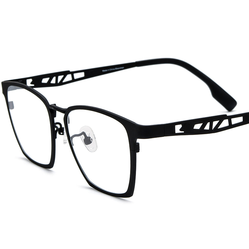 Colourful Titanium Square Optical Glasses - Black - MCROONS