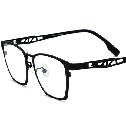 Colourful Titanium Square Optical Glasses - Black - MCROONS