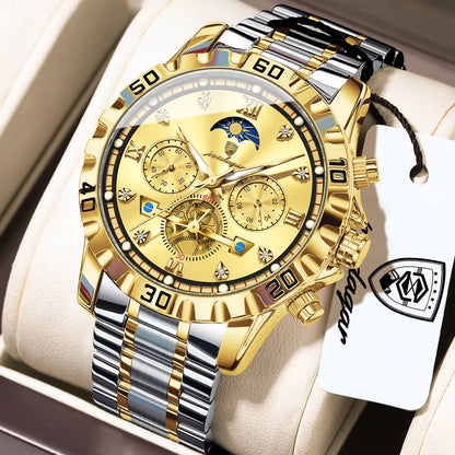 Poedagar 634 Men's Luxury Quartz Watch – Stainless Steel Band, Waterproof, Luminous, Date