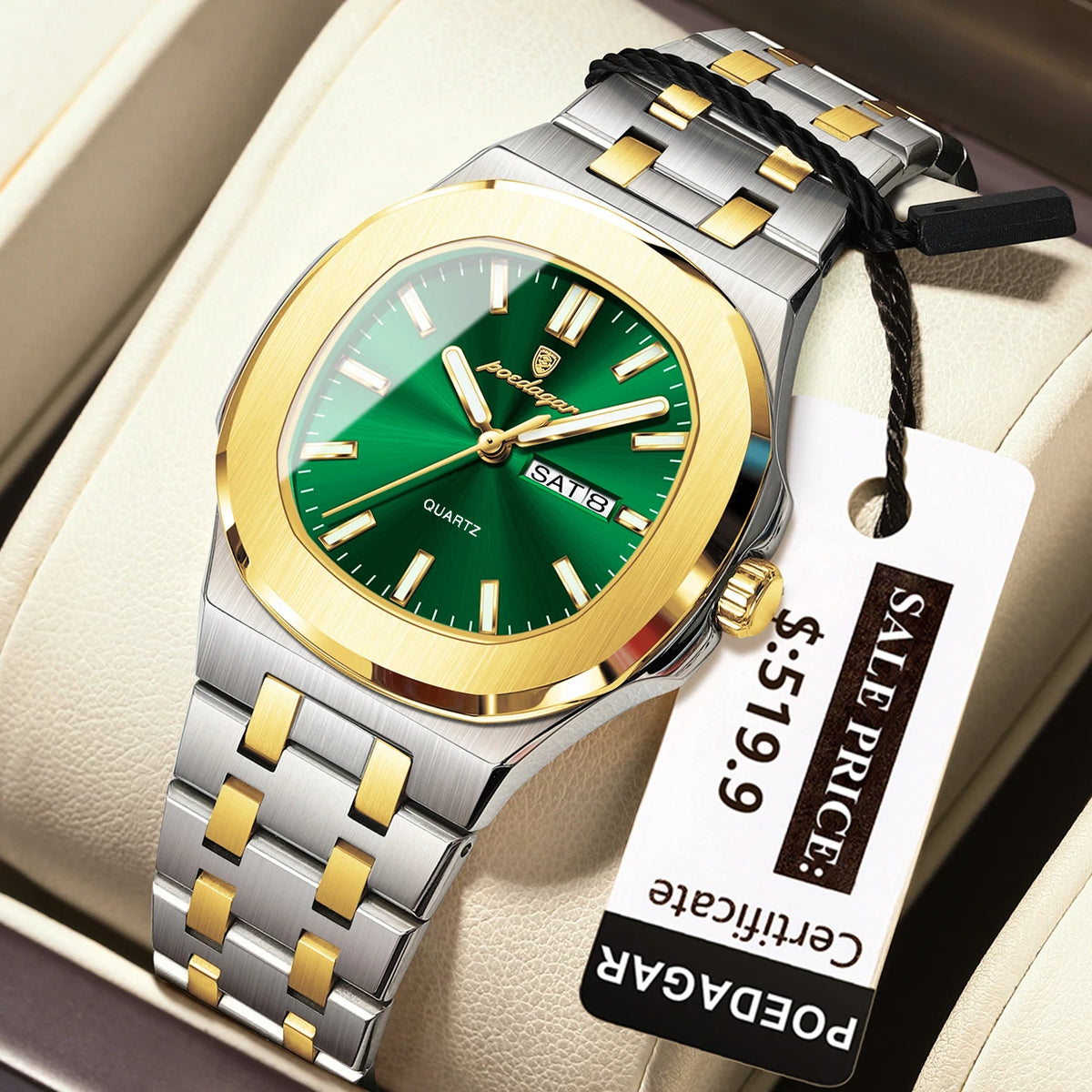 Poedagar 792 Women's Luxury Quartz Watch – Stainless Steel Band, Waterproof, Luminous, Date