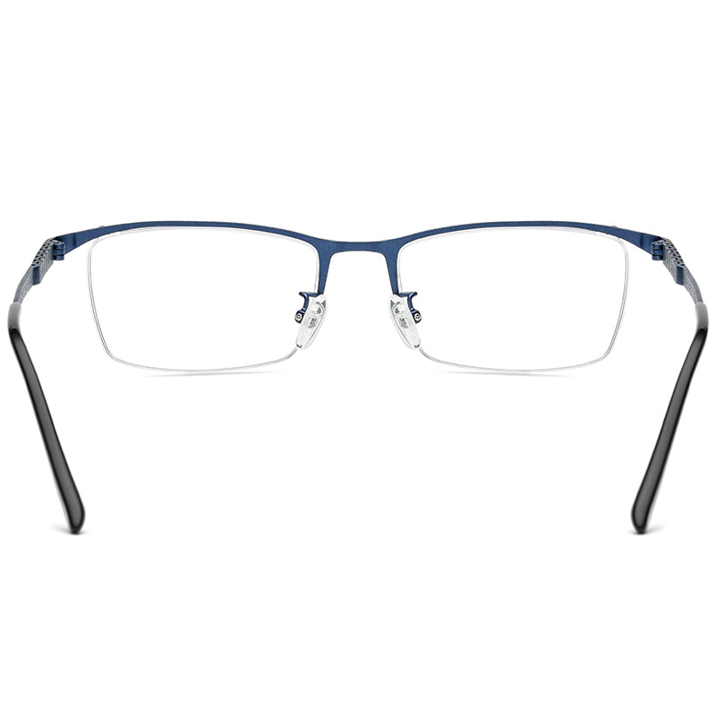 Half-Rim Square Titanium Optical Glasses Frame - MCROONS - Blue back view