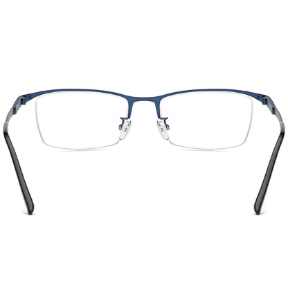 Half-Rim Square Titanium Optical Glasses Frame - MCROONS - Blue back view