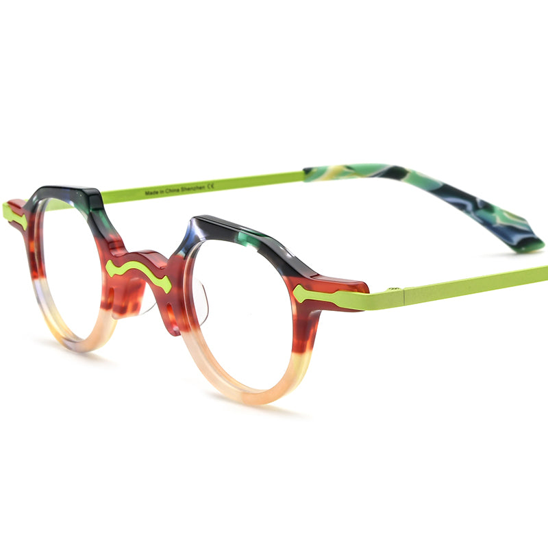 Retro Small Cat Eye Acetate Optical Glasses Frame - Light Yellow - MCROONS