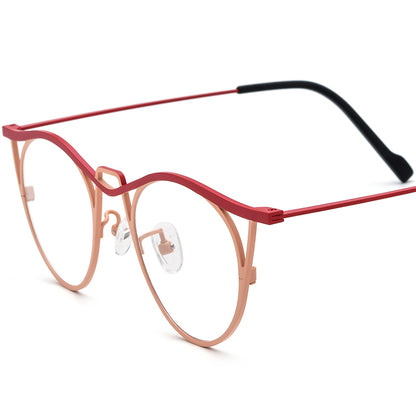 Vintage Titanium Cat Eye Optical Glasses - Red Orange - MCROONS