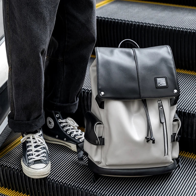 Unisex PU Leather Laptop Bags for Men Travel Backpack Bags
