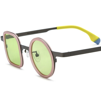 Asymmetric Acetate Titanium Polarised Sunglasses Designer - Grey - MCROONS