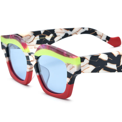 Retro Polarized Cat Eye Sunglasses Big Size - Matte Pink Red Pink Lens - MCROONS