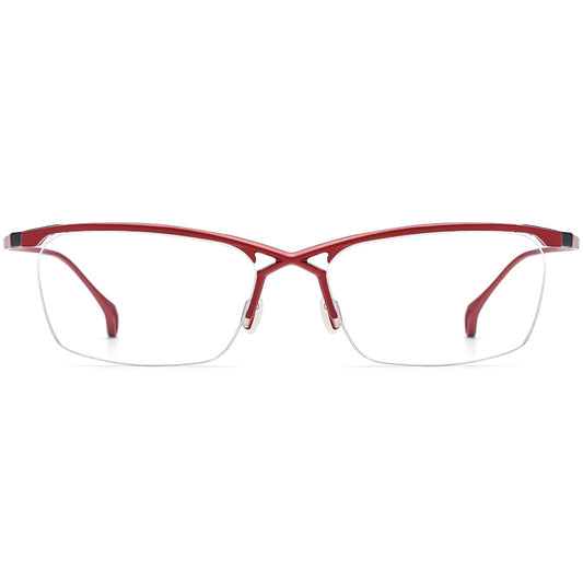 Square Titanium Optical Glasses Frame Half-Rim - MCROONS - front view