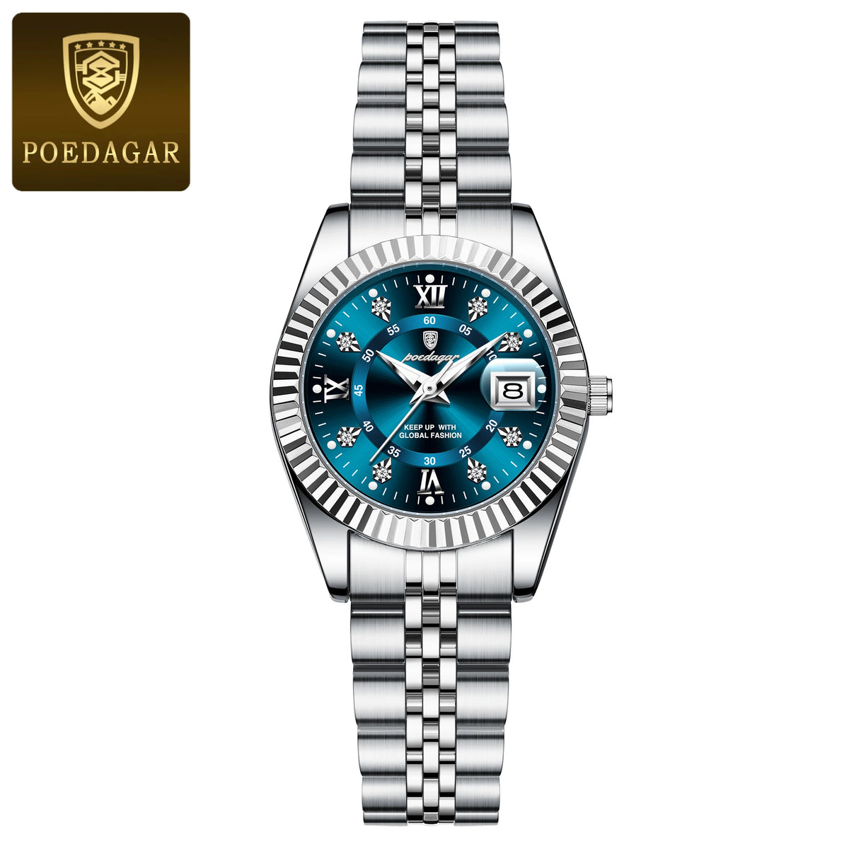 Poedagar 780 Women's Luxury Quartz Watch – Stainless Steel Band, Waterproof, Luminous, Date
