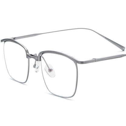Browline Square Titanium Optical Glasses Frame - Silver - MCROONS