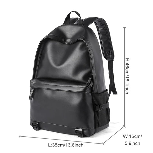 MOYYI Men's PU Leather Travel Backpack with Laptop Compartment