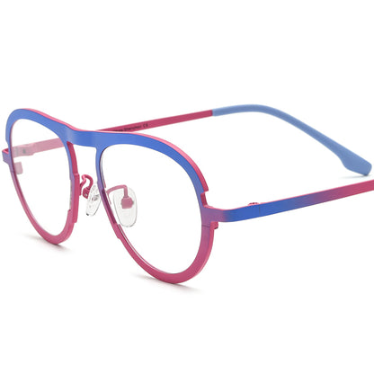 Colourful Titanium Pilot Optical Glasses Frame Retro - Matte Blue Red - MCROONS
