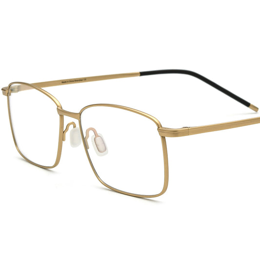 Designer Lightweight Square Titanium Glasses - Gold - MCROONS