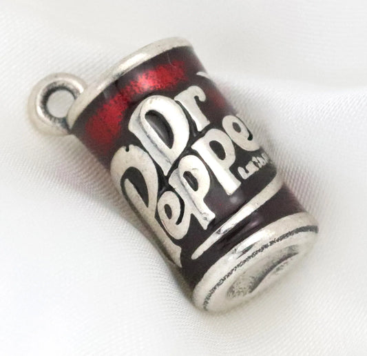 Enamel "Dr Pepper" Charm 925 Sterling Silver DIY Cute Food Series Fashion Charm for Women and Children Jewelry Making