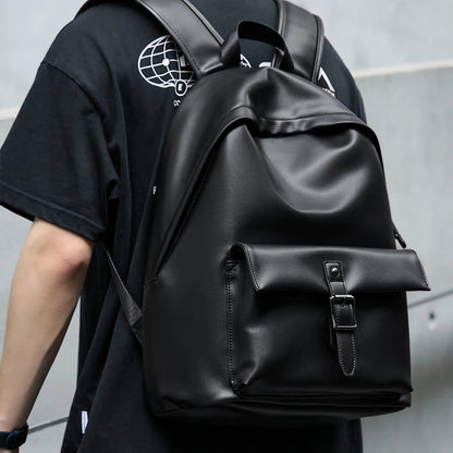 MOYYI Fashion PVC Leather Laptop Backpack for Men Anti-Theft Waterproof Men'S Backpacks Travel School Bags Outdoor