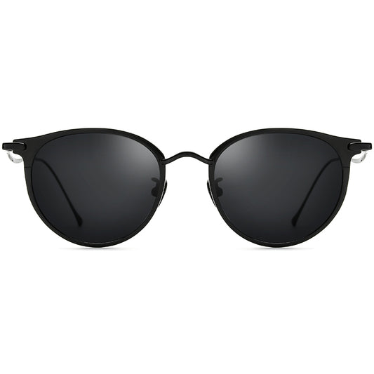 Titanium Round Polarized Sunglasses Vintage - MCROONS - front