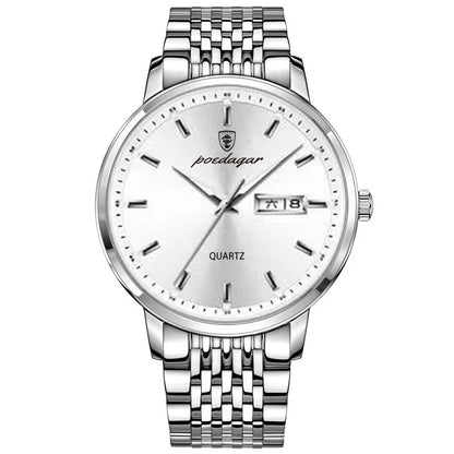 Poedagar 832 Men's Luxury Quartz Watch – Stainless Steel Band, Waterproof, Date