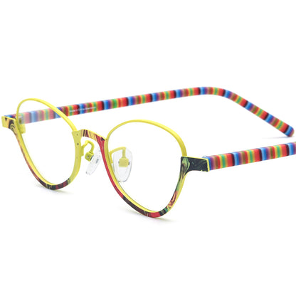 Acetate Titanium Cat Eye Optical Glasses Frame - Yellow - MCROONS
