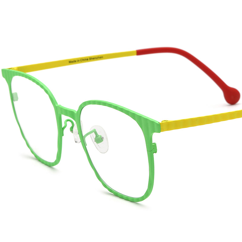 Colourful Titanium Square Optical Glasses Frame Retro - Green - MCROONS