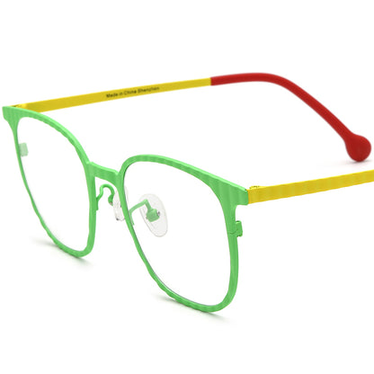 Colourful Titanium Square Optical Glasses Frame Retro - Green - MCROONS