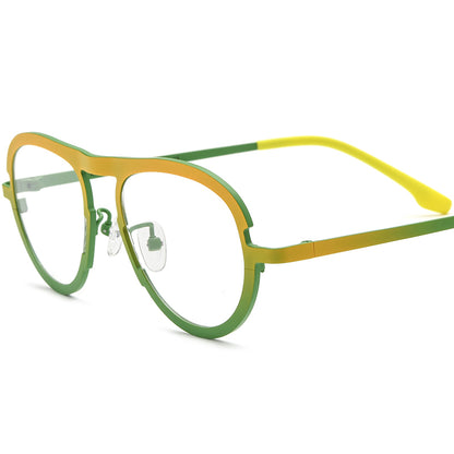 Colourful Titanium Pilot Optical Glasses Frame Retro - Matte Yellow Green - MCROONS